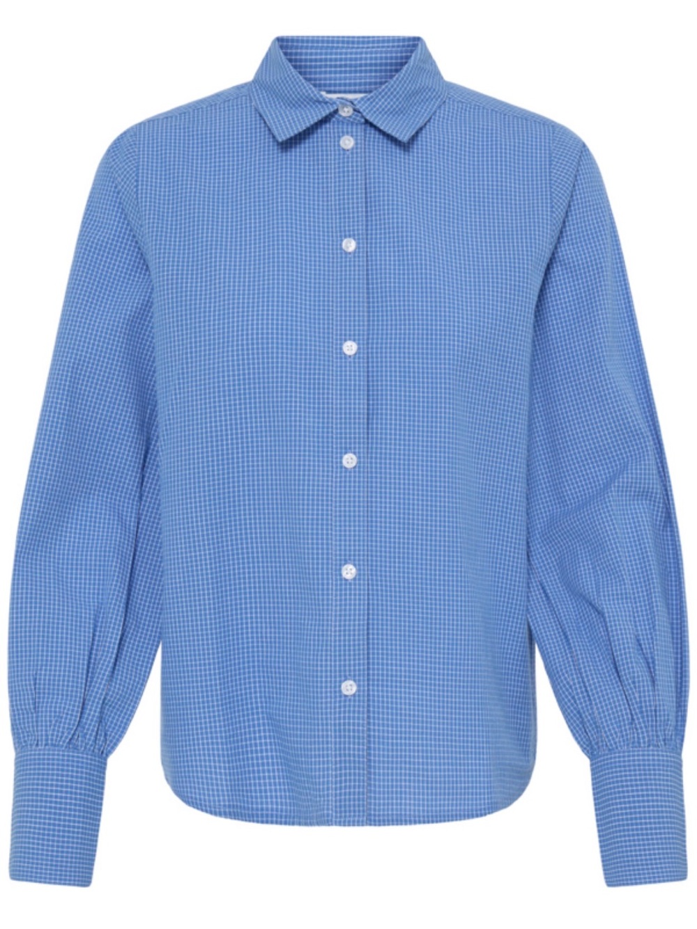 Women's Blue Button-Up Check Shirt